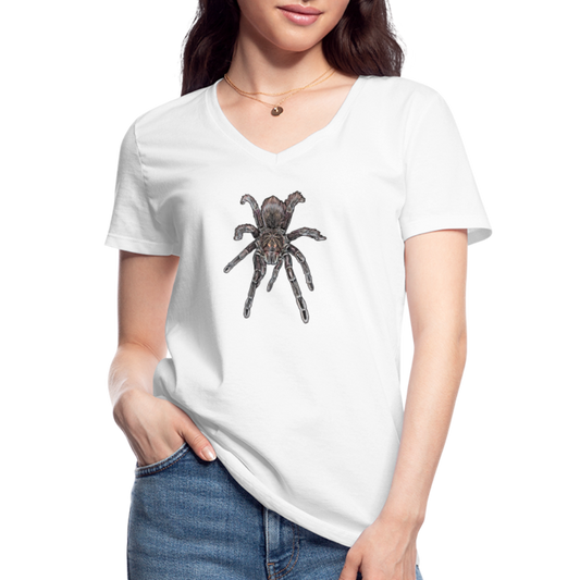 Frauen-T-Shirt mit V-Ausschnitt Pamphobeteus sp Machala juvenile - weiß