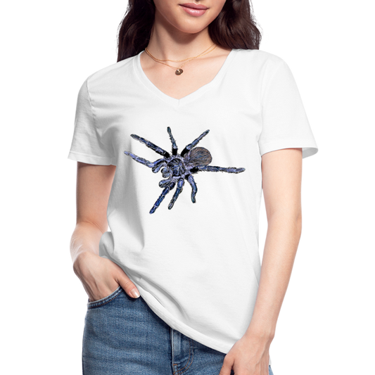 Frauen-T-Shirt mit V-Ausschnitt Pterinopelma sazimai - weiß