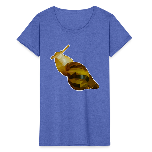 Frauen Fruit of the Loom T-Shirt Achatina reticulata Low Poly - Blau meliert