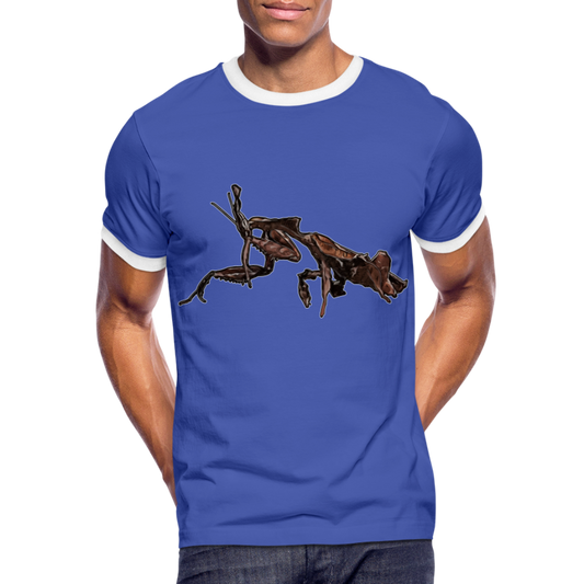 Männer Kontrast-T-Shirt Phyllocrania paradoxa female 2 - Blau/Weiß