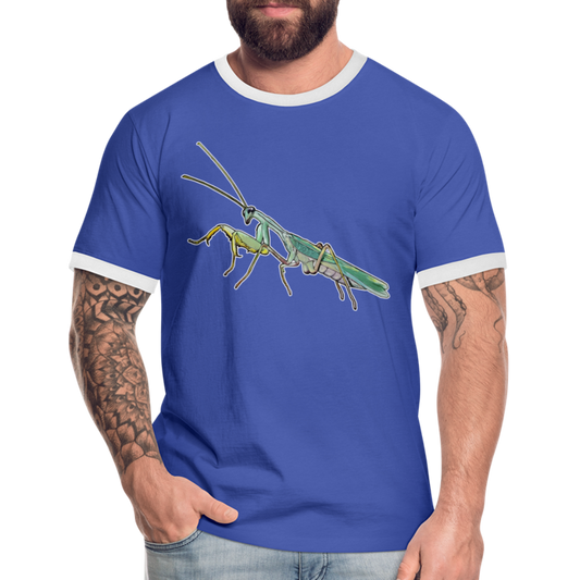 Männer Kontrast-T-Shirt Sphodromantis lineola male - Blau/Weiß