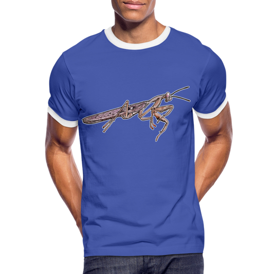 Männer Kontrast-T-Shirt Rhombodera kirbyi male - Blau/Weiß