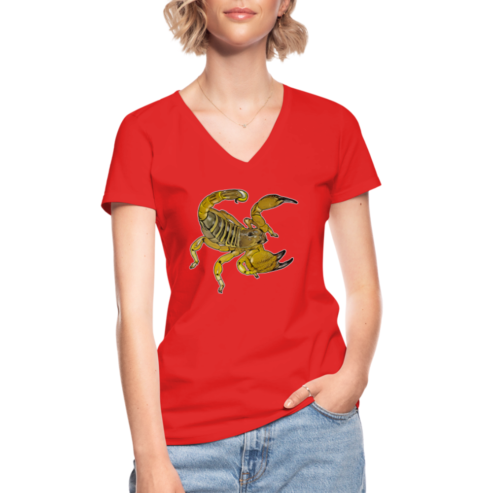 Frauen-T-Shirt mit V-Ausschnitt Scorpio maurus palmatus - Rot