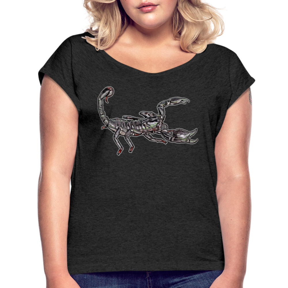 Frauen T-Shirt mit gerollten Ärmeln Heterometrus silenus - Schwarz meliert