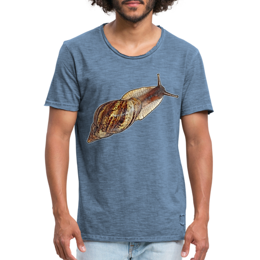 Männer Vintage T-Shirt Achatina reticulata wildfarben - Vintage Denim