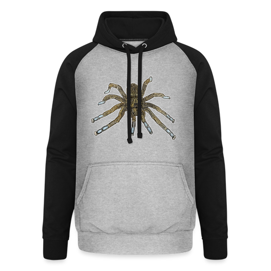 Unisex Baseball Hoodie Idiothele mira - Grau meliert/Schwarz