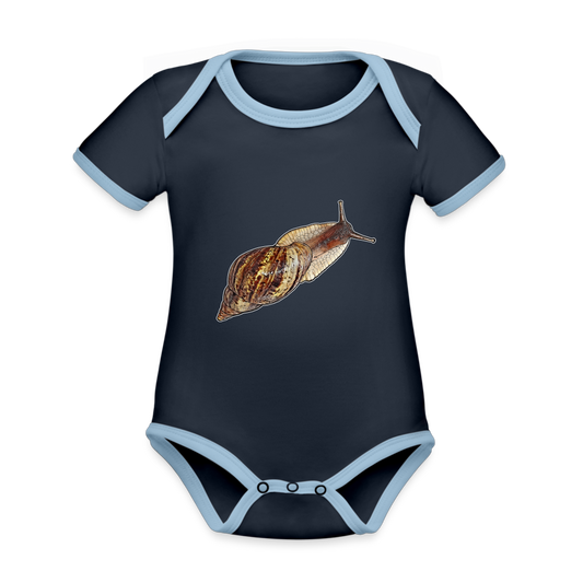 Baby Bio Kontrastbody kurz Achatine reticulata wildfarben - Navy/Himmelblau