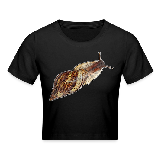 Crop T-Shirt Achatina reticulata wildfarben - Schwarz