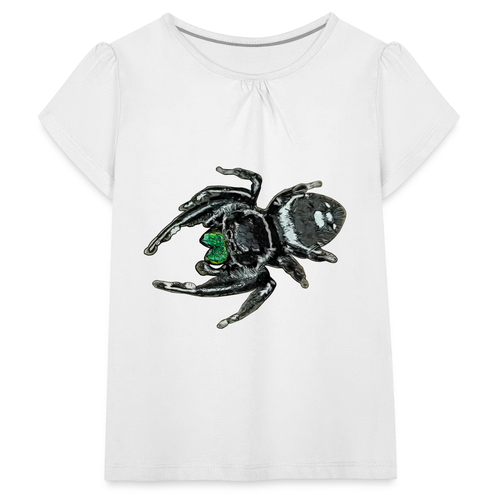 Mädchen-T-Shirt mit Raffungen Phidippus regius White Bahamas male - weiß
