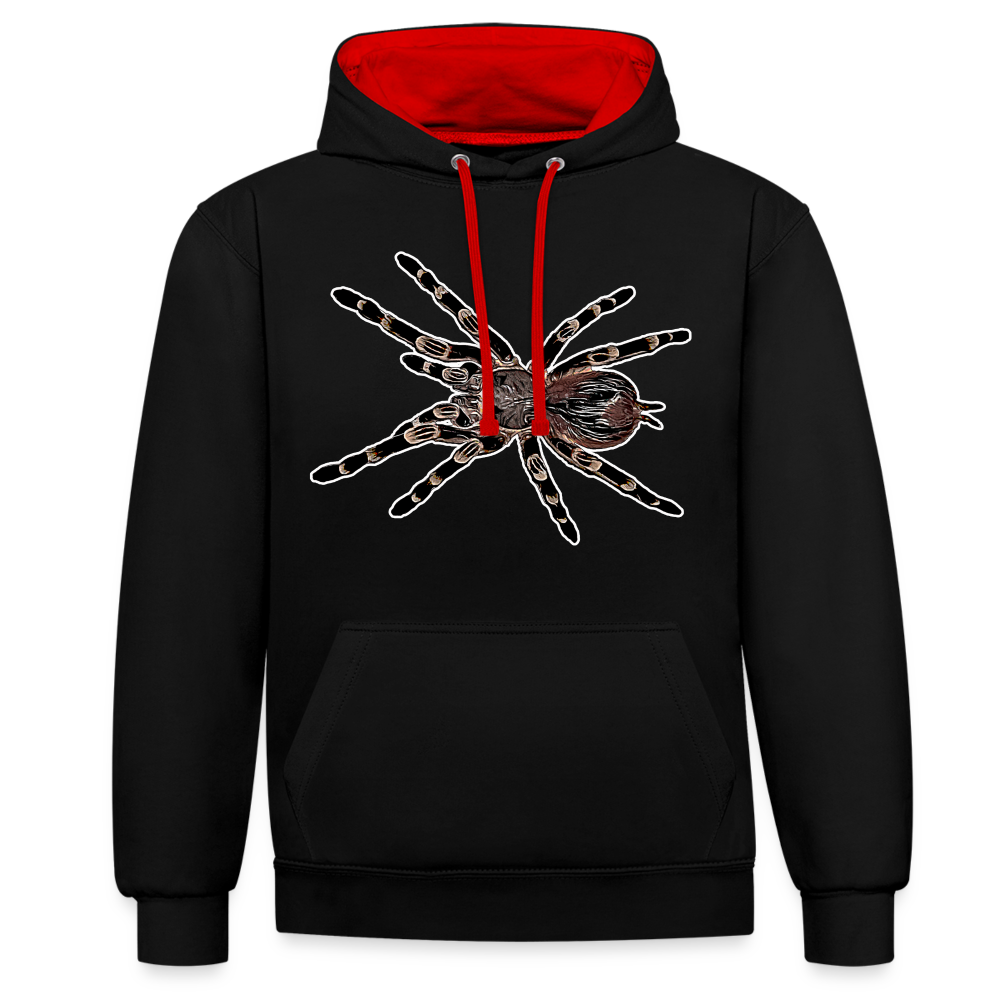 Unisex Kontrast-Hoodie Acanthoscurria geniculata - Schwarz/Rot