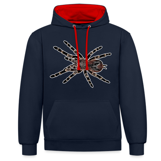 Unisex Kontrast-Hoodie Acanthoscurria geniculata - Navy/Rot