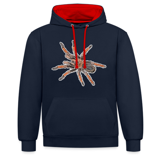 Unisex Kontrast-Hoodie Brachypelma emilia - Navy/Rot
