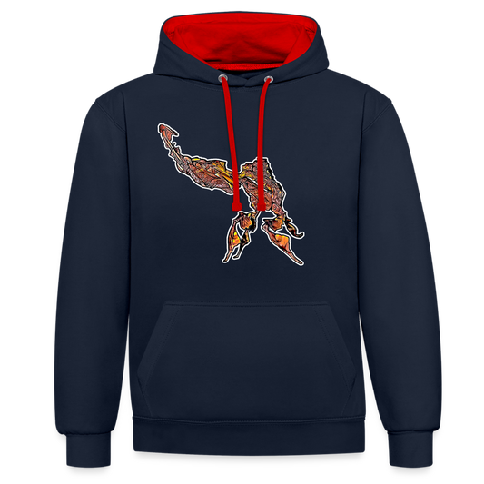 Unisex Kontrast-Hoodie Phyllocrania paradoxa male - Navy/Rot