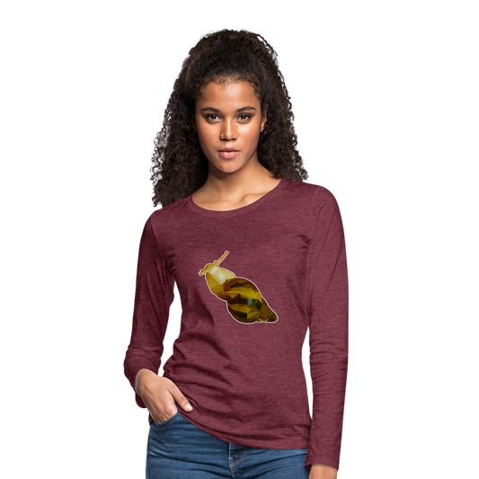Frauen Longsleeve Achatina reticulata Low Poly - Bordeauxrot meliert