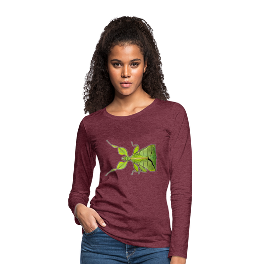 Frauen Longsleeve Phyllium philippinicum female - Bordeauxrot meliert