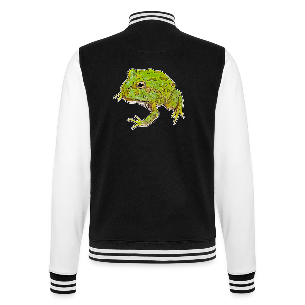 Unisex College-Sweatjacke Ceratophrys cranwelli Peppermint Blue - Schwarz/Weiß