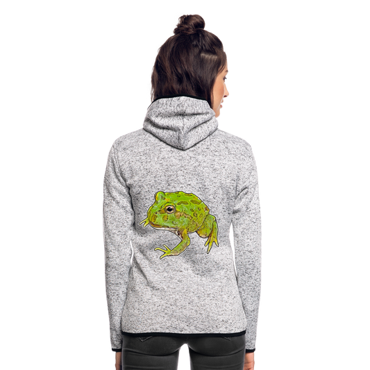 Frauen Kapuzen-Fleecejacke Ceratophrys cranwelli Peppermint Blue - Hellgrau meliert