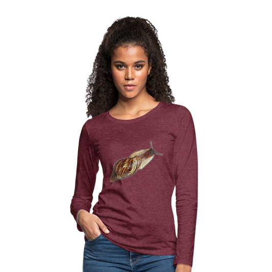 Frauen Longsleeve Achatina reticulata wildfarben - Bordeauxrot meliert
