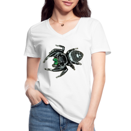 Frauen-T-Shirt mit V-Ausschnitt Phidippus regius White Bahamas male - weiß