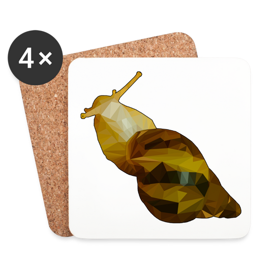 Untersetzer 4er Set Achatina reticulata Low Poly - weiß