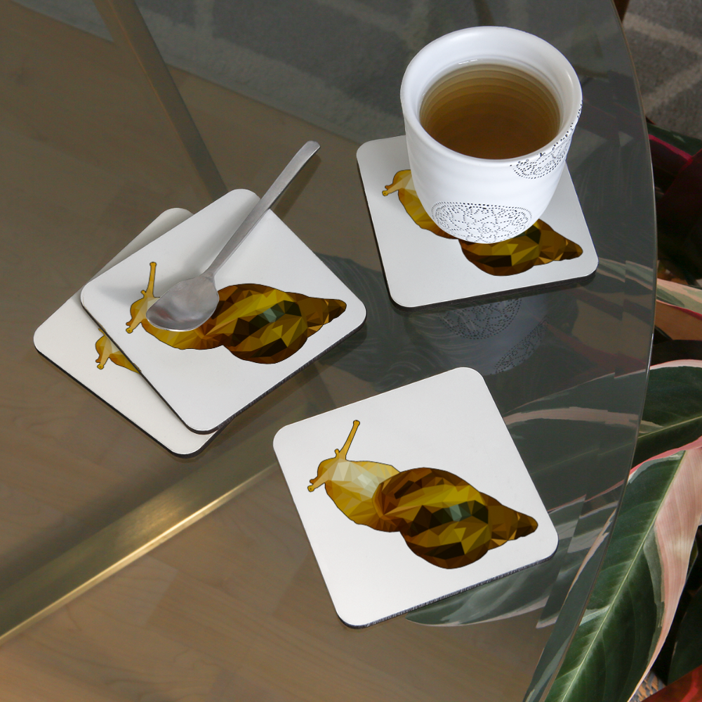 Untersetzer 4er Set Achatina reticulata Low Poly - weiß