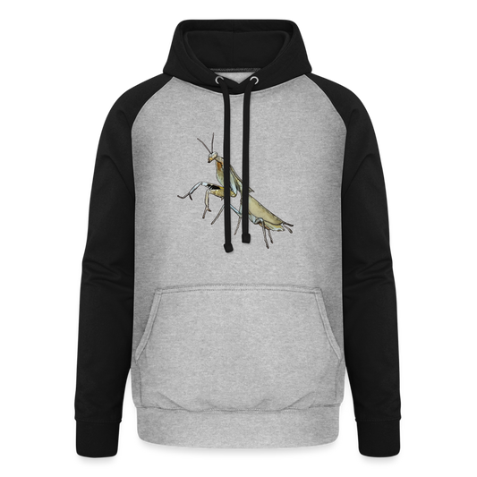 Unisex Baseball Hoodie Deroplatys truncata female - Grau meliert/Schwarz