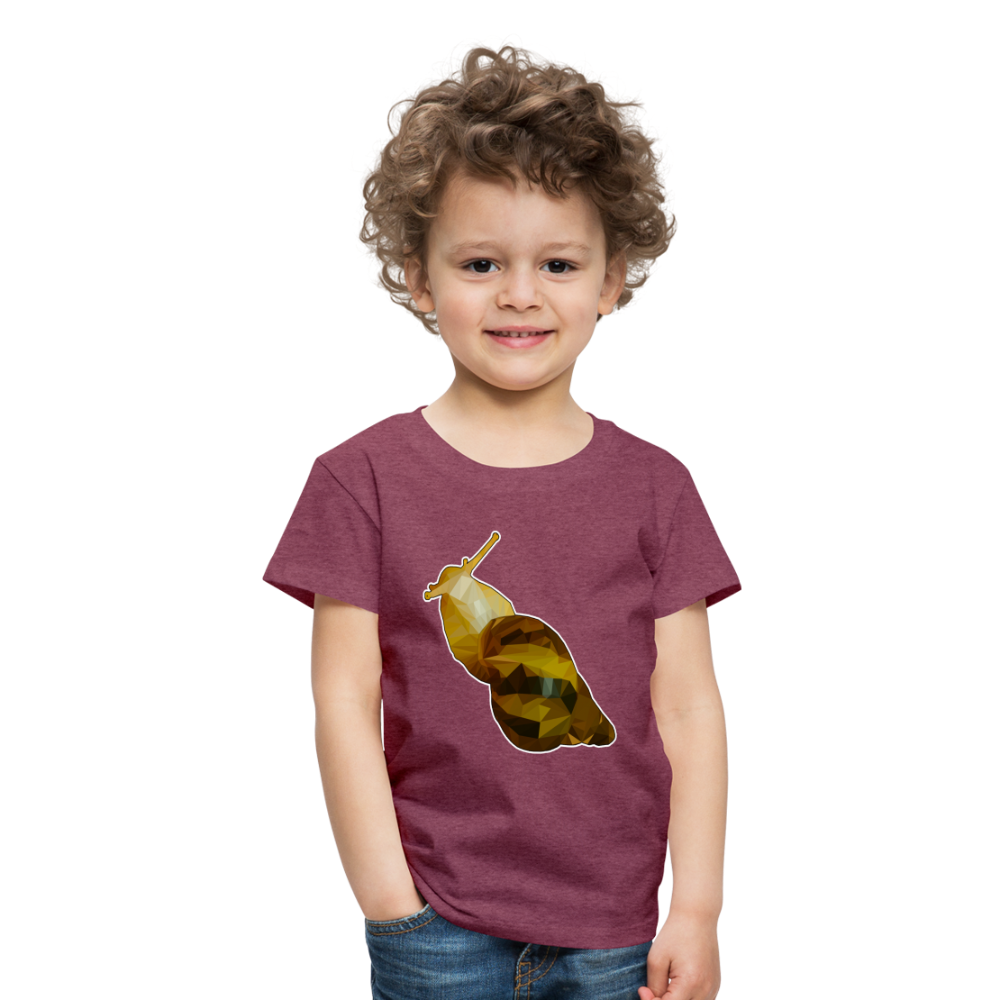 Kinder Basic T-Shirt Achatina reticulata Low Poly - Bordeauxrot meliert
