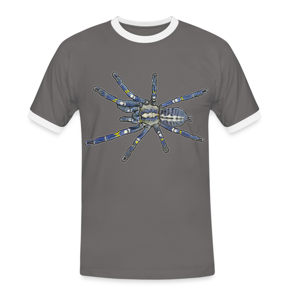Männer Kontrast-T-Shirt Poecilotheria metallica - Dunkelgrau/Weiß