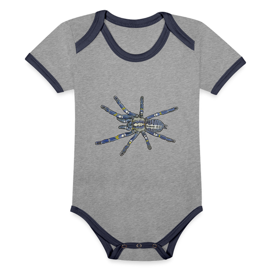 Baby Bio Kontrastbody kurz Poecilotheria metallica - Grau meliert/Navy
