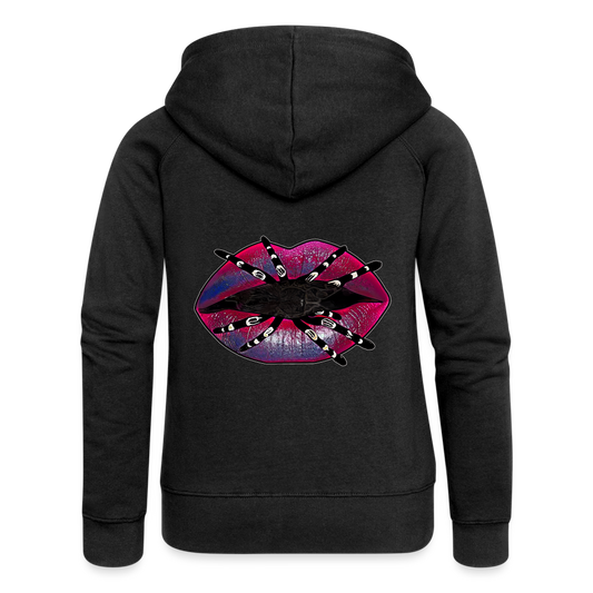 Frauen Zip-Hoodie Tarantula Lips - Schwarz