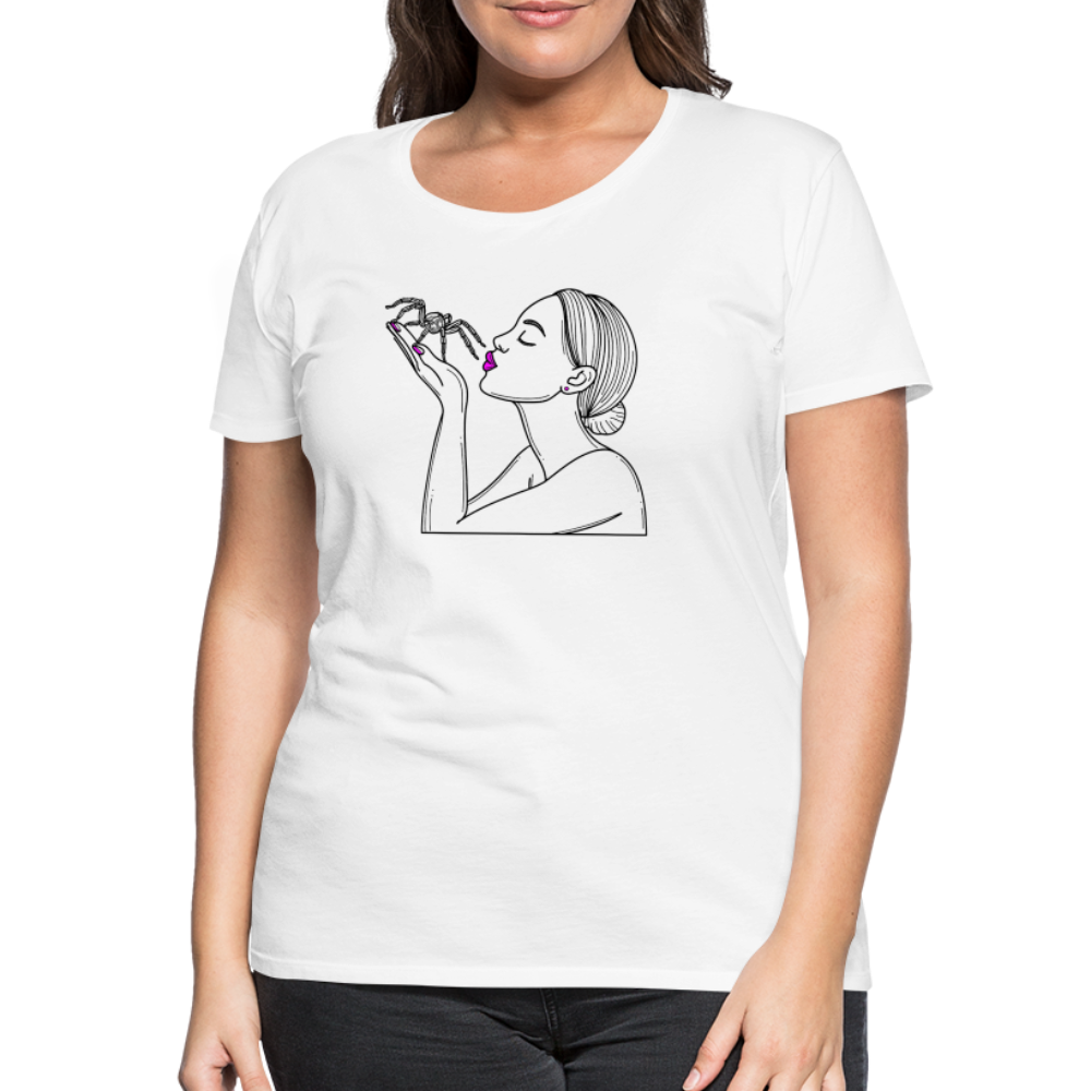Frauen Basic T-Shirt Spinnenliebe Skizze - weiß