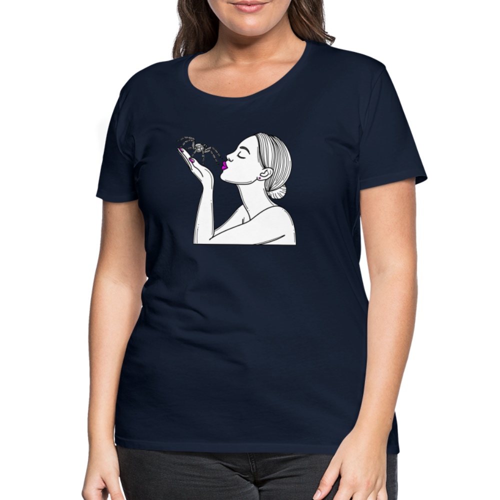 Frauen Basic T-Shirt Spinnenliebe Skizze - Navy