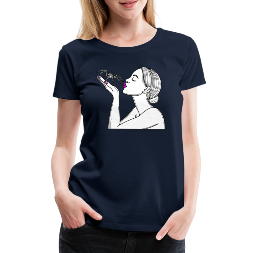 Frauen Basic T-Shirt Spinnenliebe Skizze - Navy