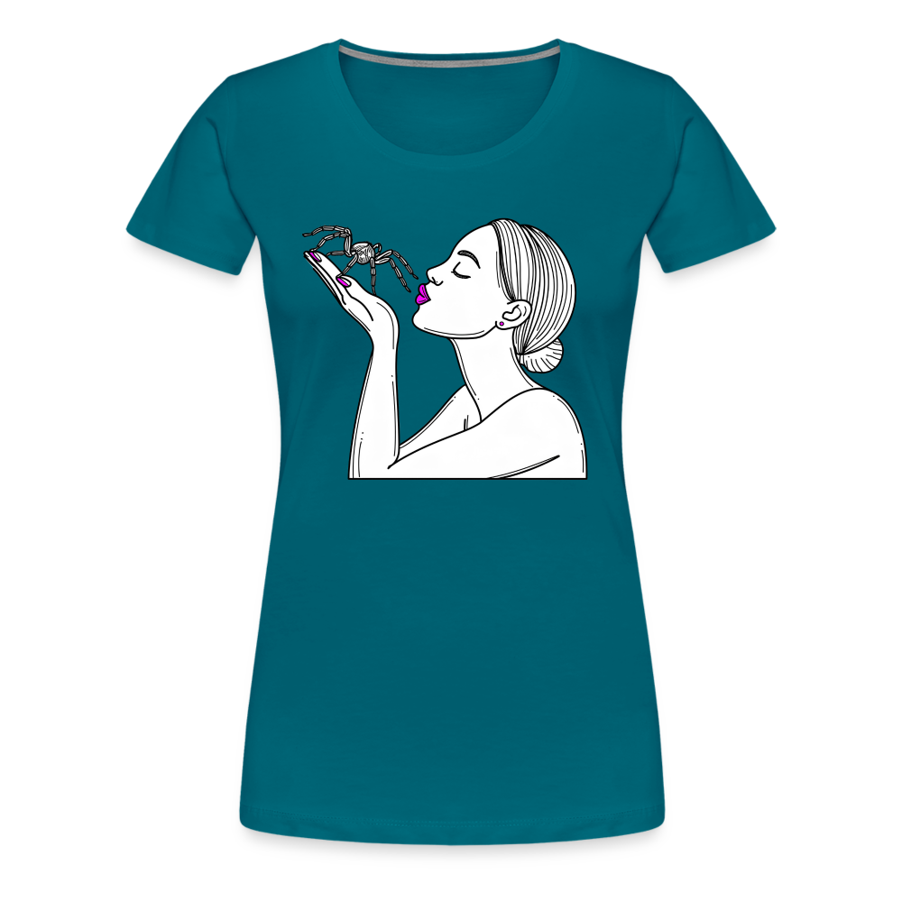 Frauen Basic T-Shirt Spinnenliebe Skizze - Divablau