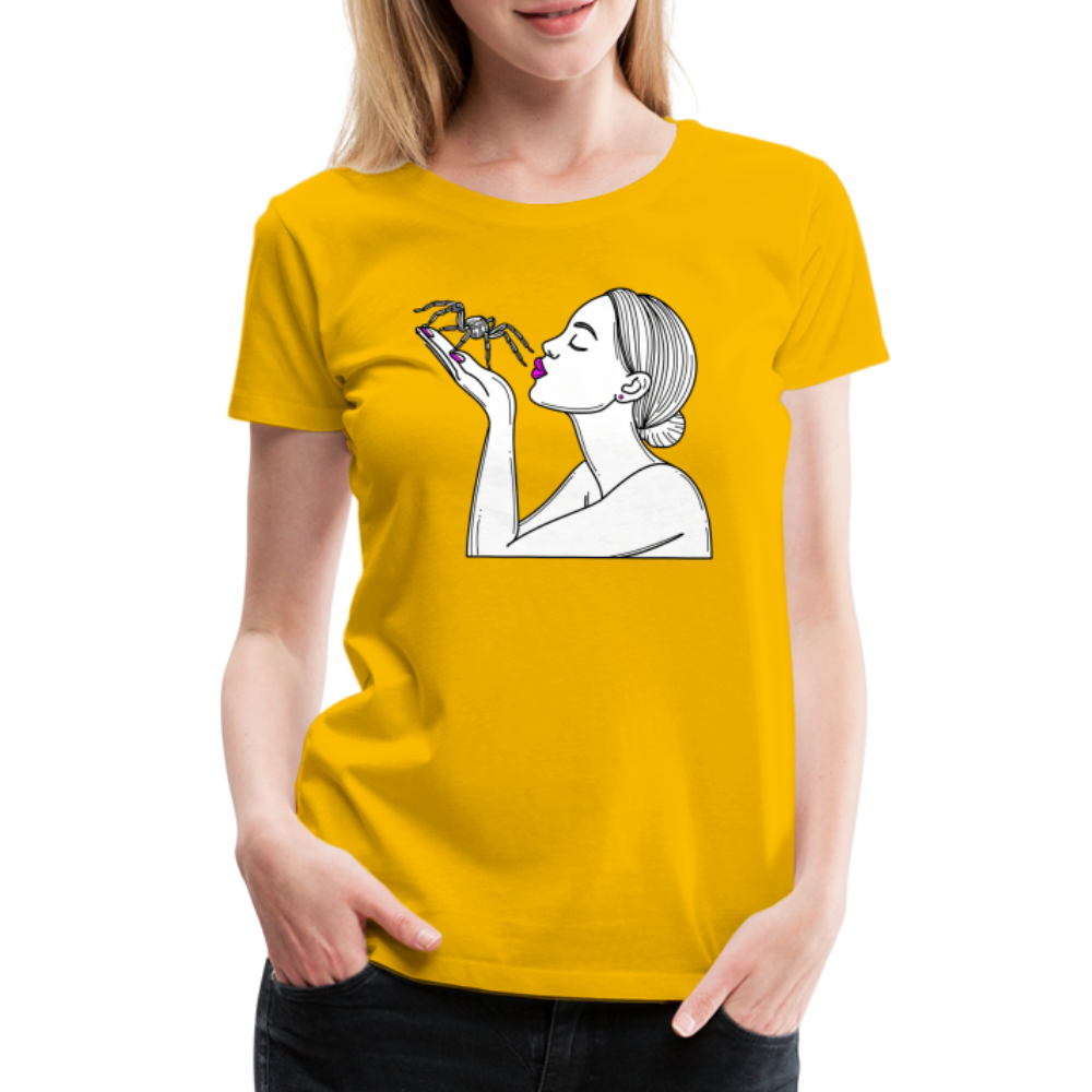 Frauen Basic T-Shirt Spinnenliebe Skizze - Sonnengelb