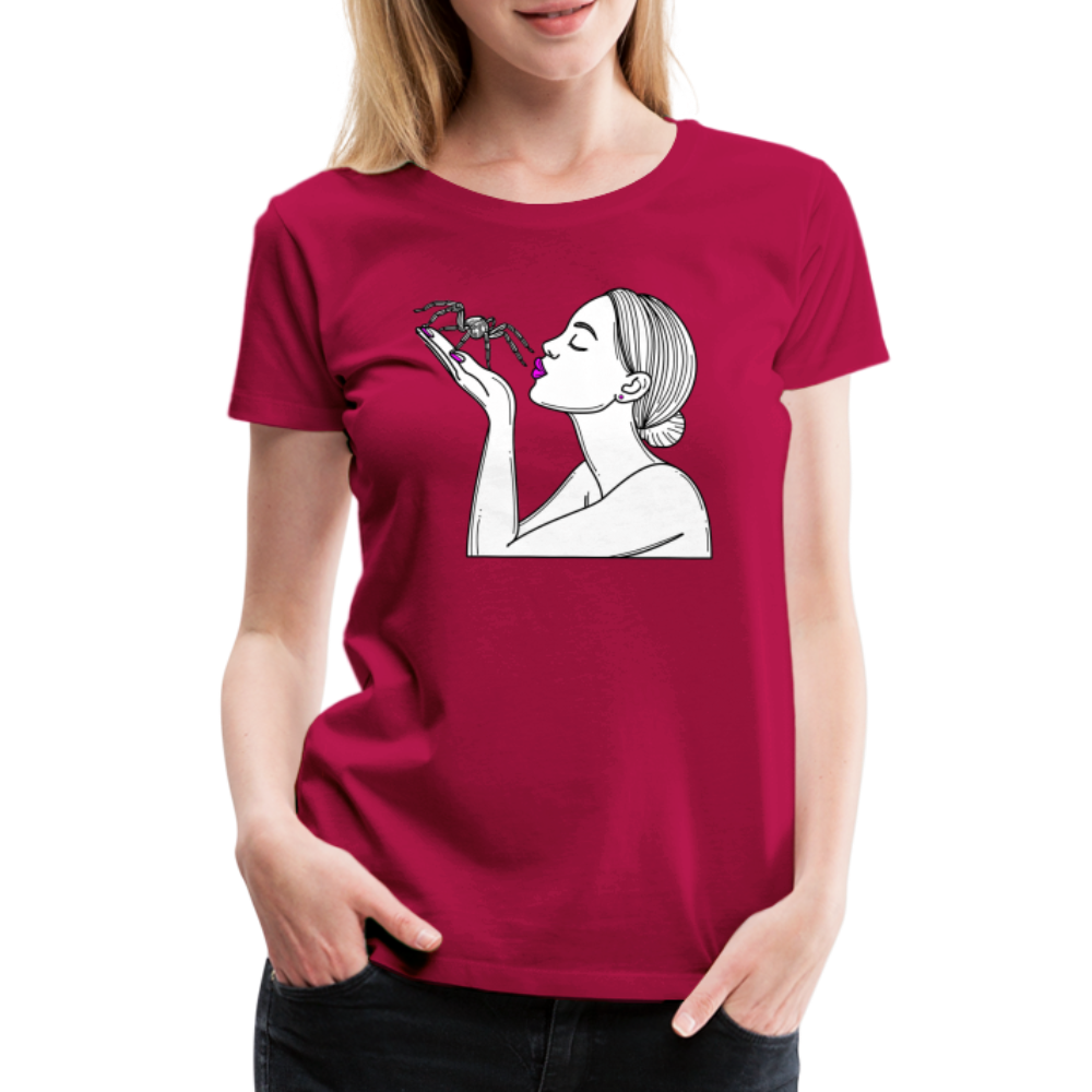 Frauen Basic T-Shirt Spinnenliebe Skizze - dunkles Pink