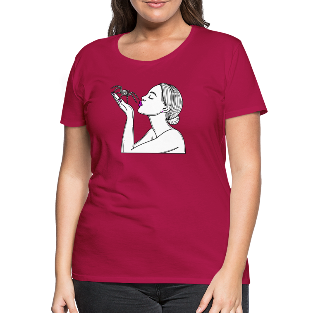 Frauen Basic T-Shirt Spinnenliebe Skizze - dunkles Pink