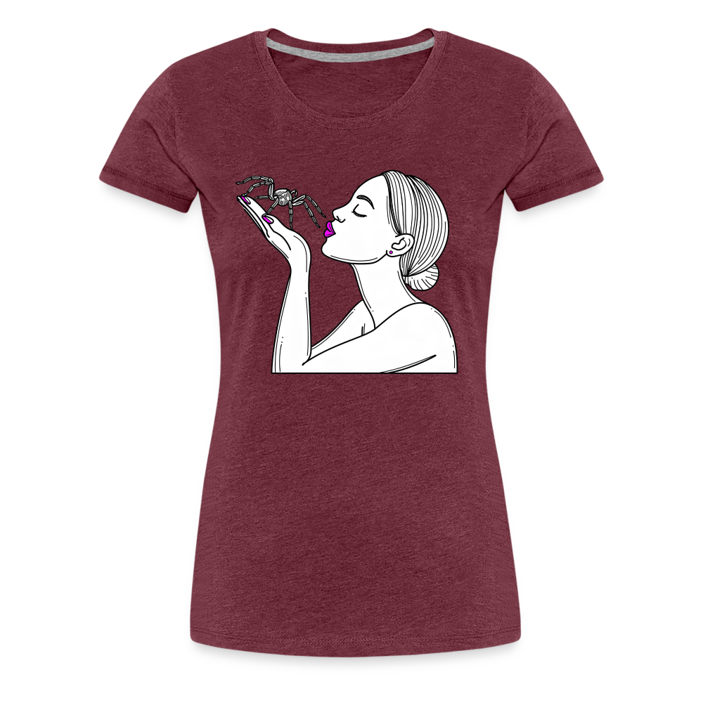 Frauen Basic T-Shirt Spinnenliebe Skizze - Bordeauxrot meliert