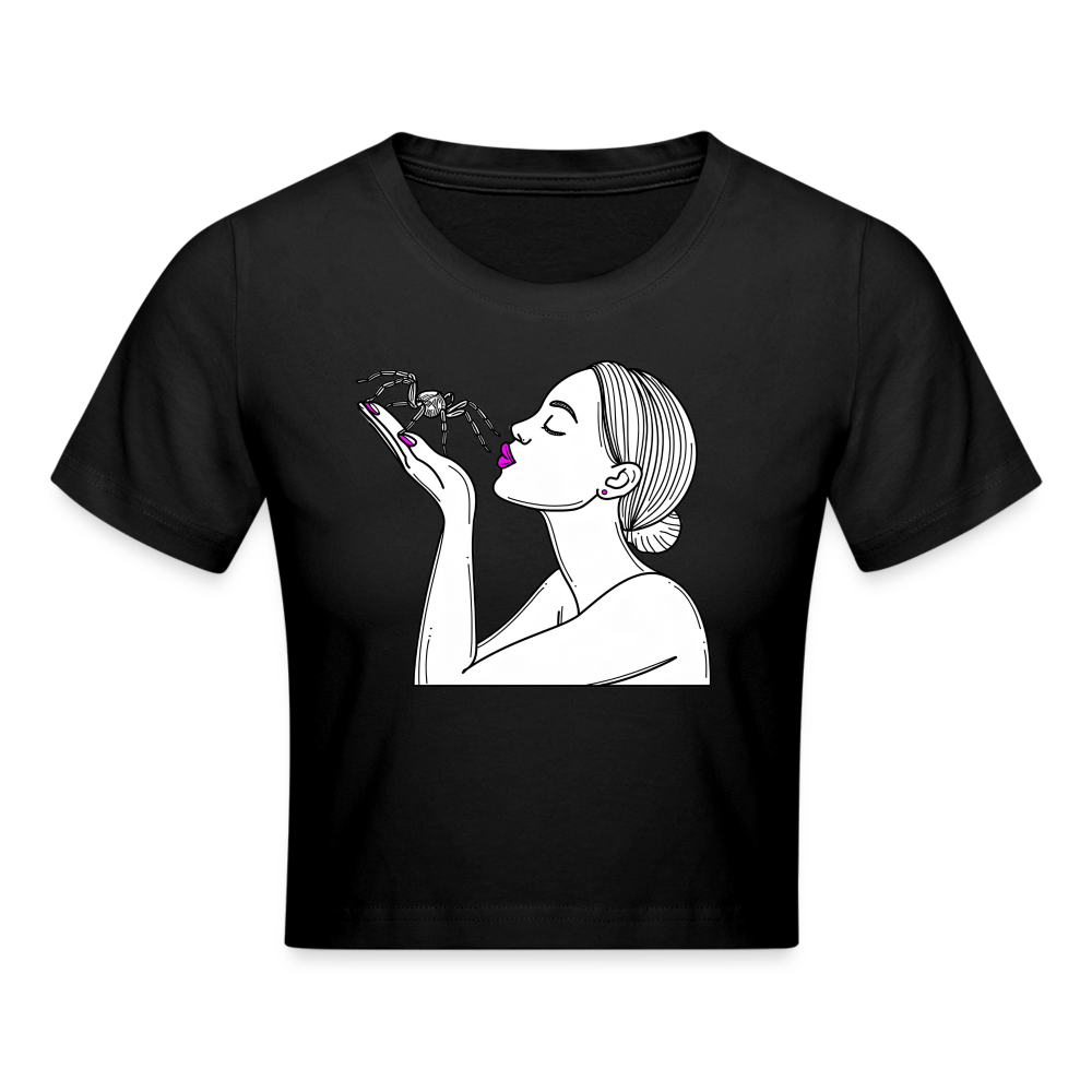 Crop T-Shirt Spinnenliebe Skizze - Schwarz