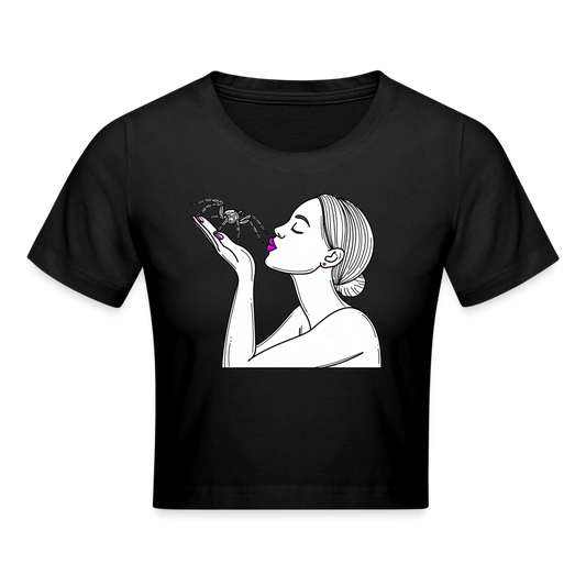 Crop T-Shirt Spinnenliebe Skizze - Schwarz