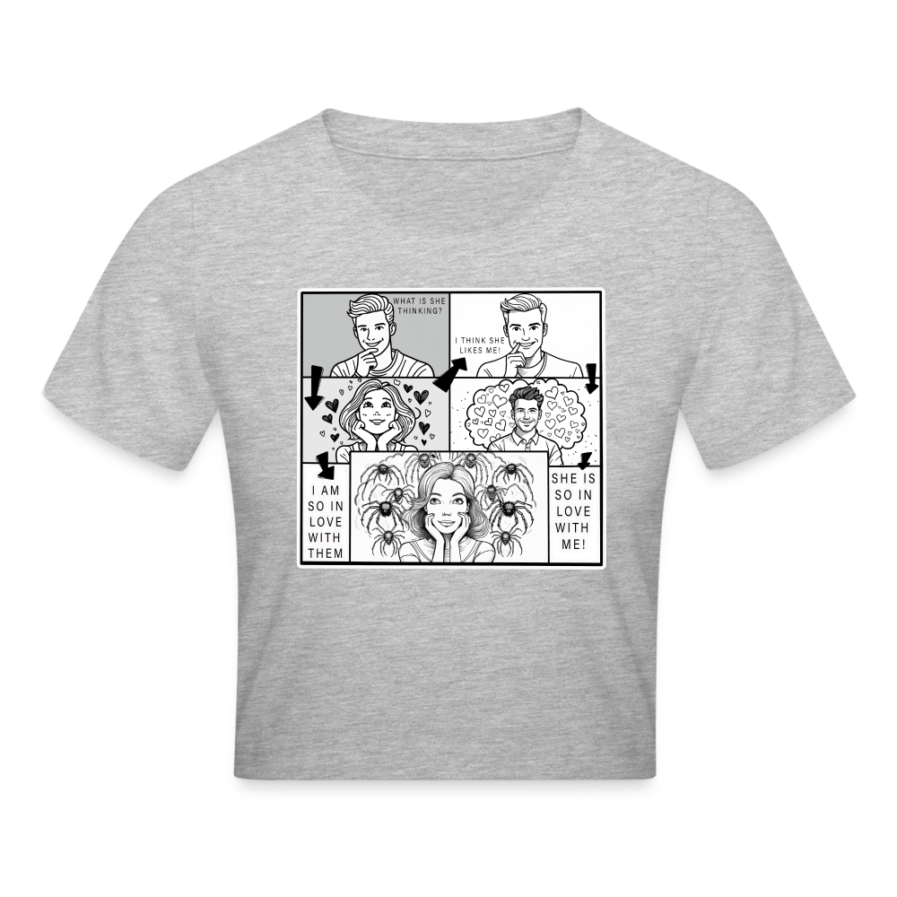 Crop T-Shirt Tarantula First Date - Grau meliert