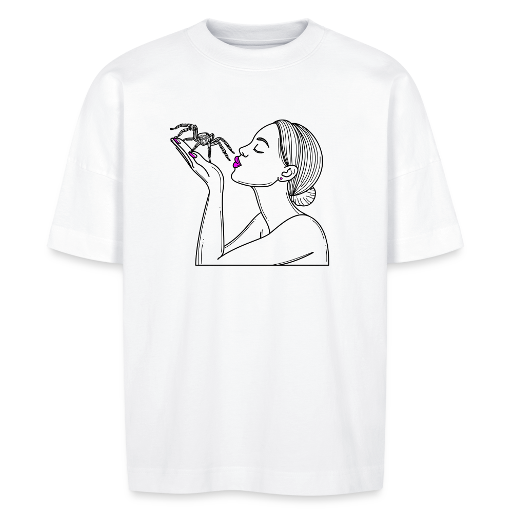 Unisex Stanley & Stella Oversize Bio T-Shirt Spinnenliebe Skizze - Weiß
