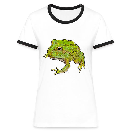 Frauen Kontrast-T-Shirt Ceratophrys cranwelli Peppermint Blue - white/black