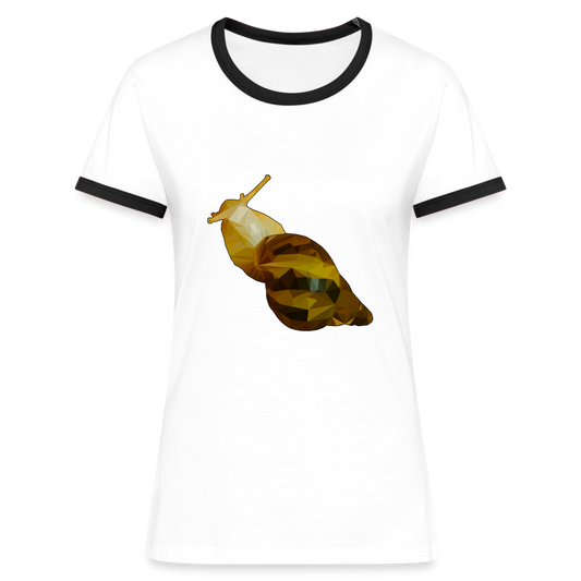 Frauen Kontrast-T-Shirt Achatina reticulata Low Poly - white/black