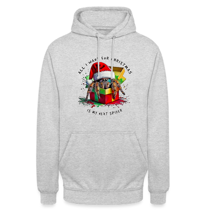 Unisex Hoodie Weihnachtsgeschenk Springspinne All I want for Christmas - Hellgrau meliert
