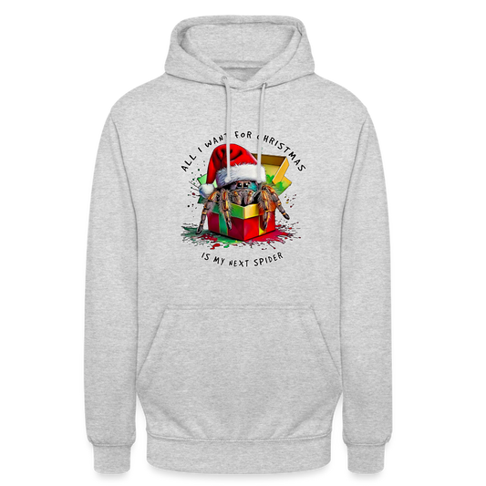 Unisex Hoodie Weihnachtsgeschenk Springspinne All I want for Christmas - Hellgrau meliert