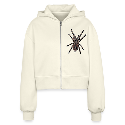 Frauen Oversized Cropped Zip-Hoodie - Natur