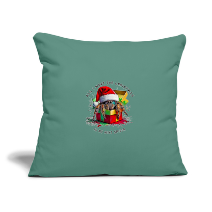 Sofakissenbezug 44 x 44 cm Weihnachtsgeschenk Springspinne All I want for Christmas - Tanngrün