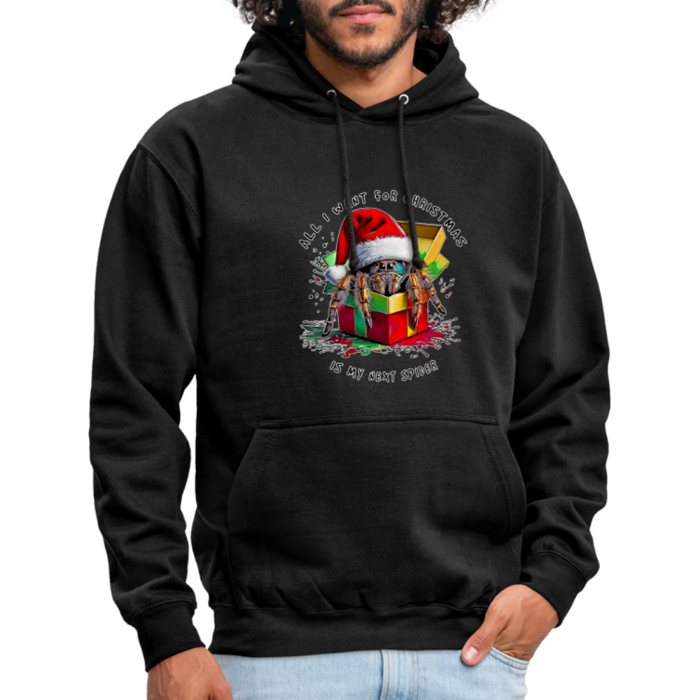 Unisex Hoodie Weihnachtsgeschenk Springspinne All I want for Christmas - Schwarz