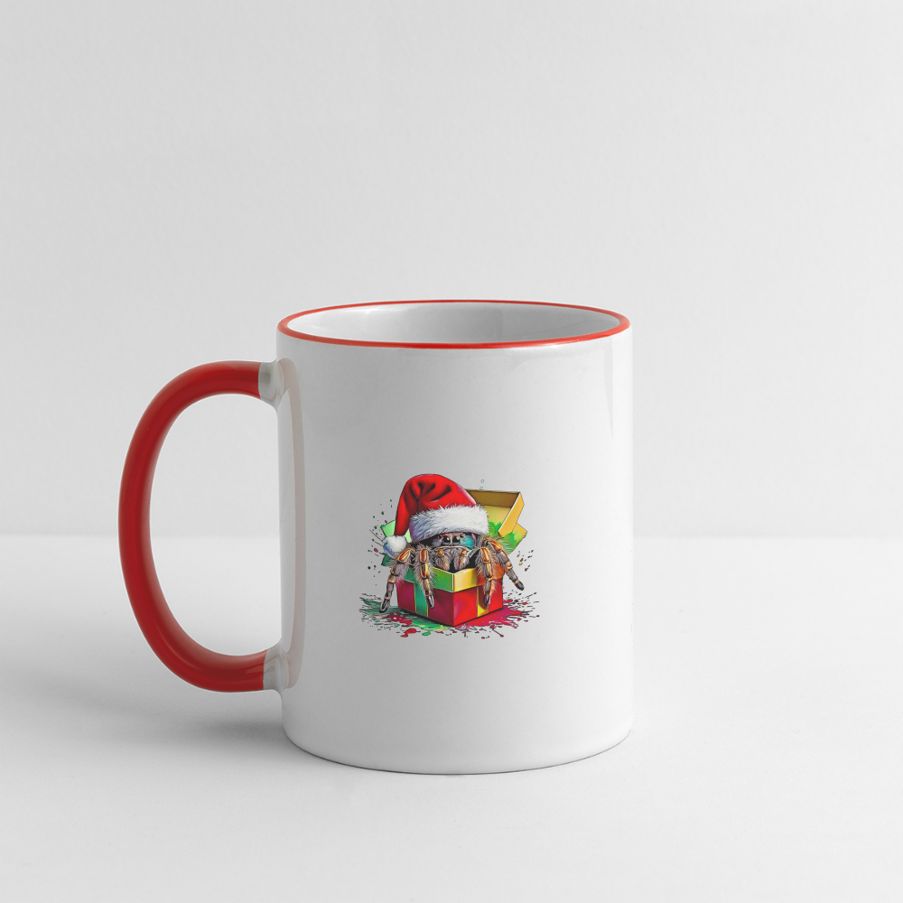 Tasse zweifarbig Weihnachtsgeschenk Springspinne - Weiß/Rot